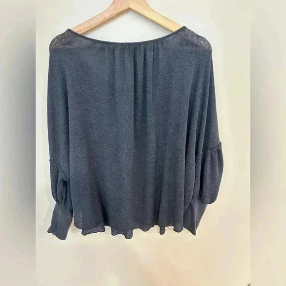 FREE PEOPLE boho Marla knit jersey button down Henley top XS - Picture 10 of 12